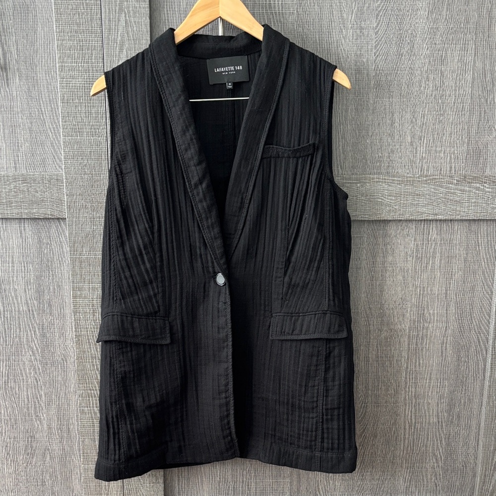 Lafayette 148 New York Elegant Black Vest
